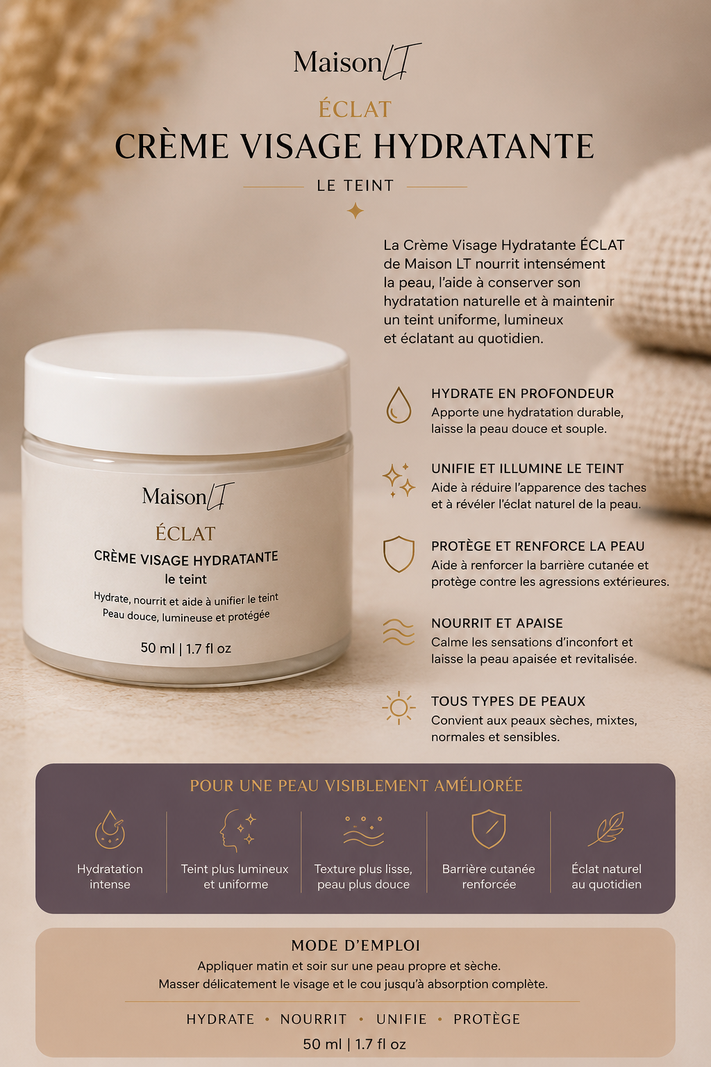 ÉCLAT — CRÈME VISAGE HYDRATANTE